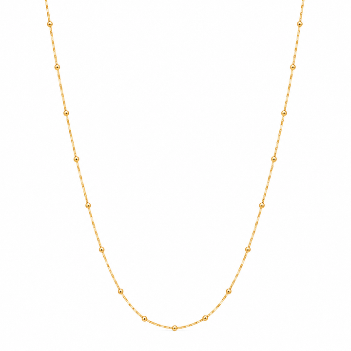 Gold Round Beaded Chain Necklace