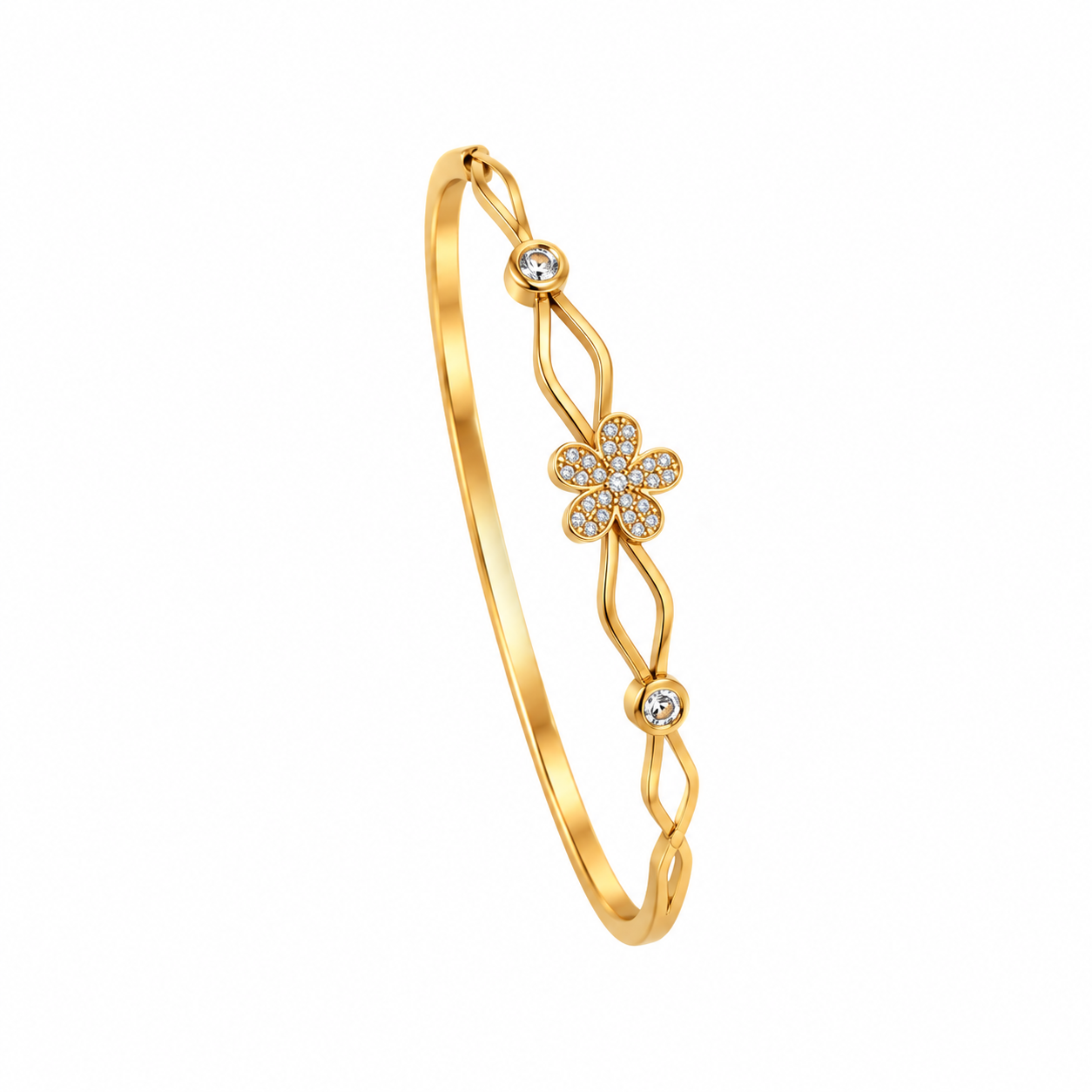 Floral Charm Bangle Bracelet