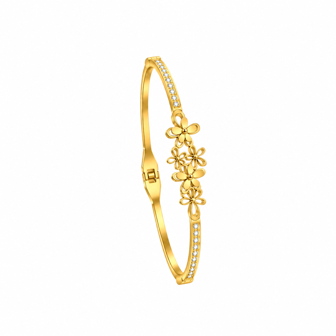 Floral Gold Bangle Bracelet