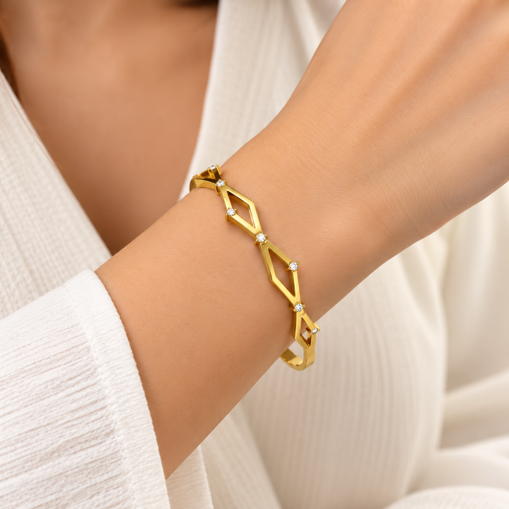 Geometric Diamond Bangle Bracelet