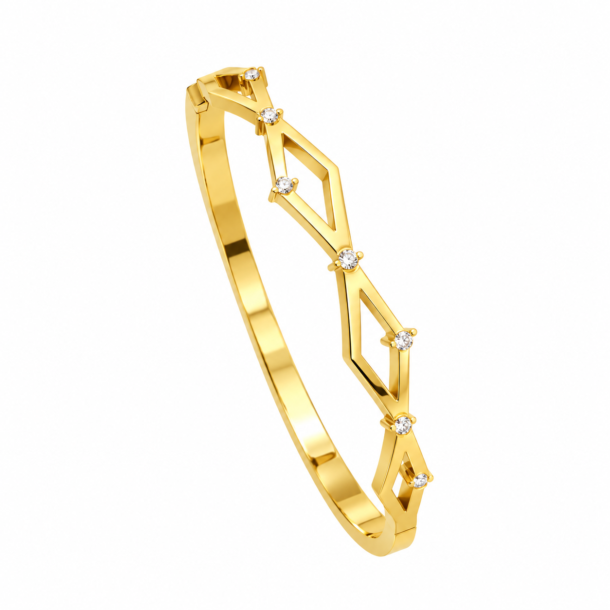 Geometric Diamond Bangle Bracelet