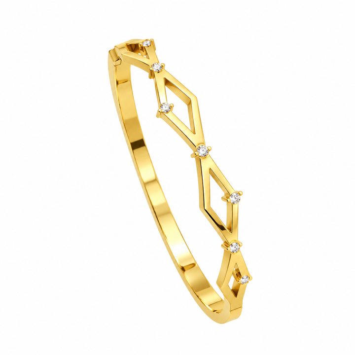 Geometric Diamond Bangle Bracelet