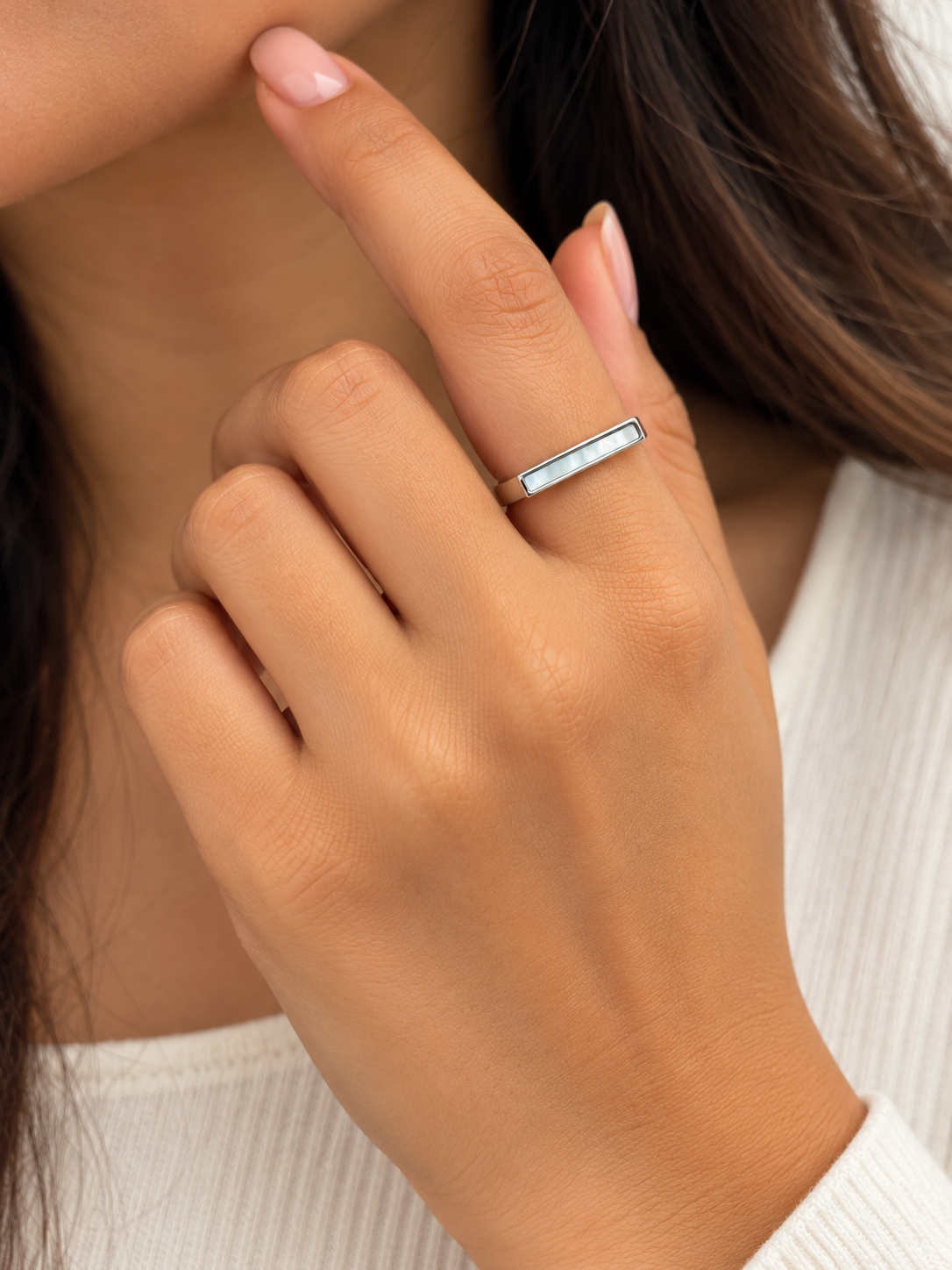 Elegant Mother-of-Pearl Silver Ring