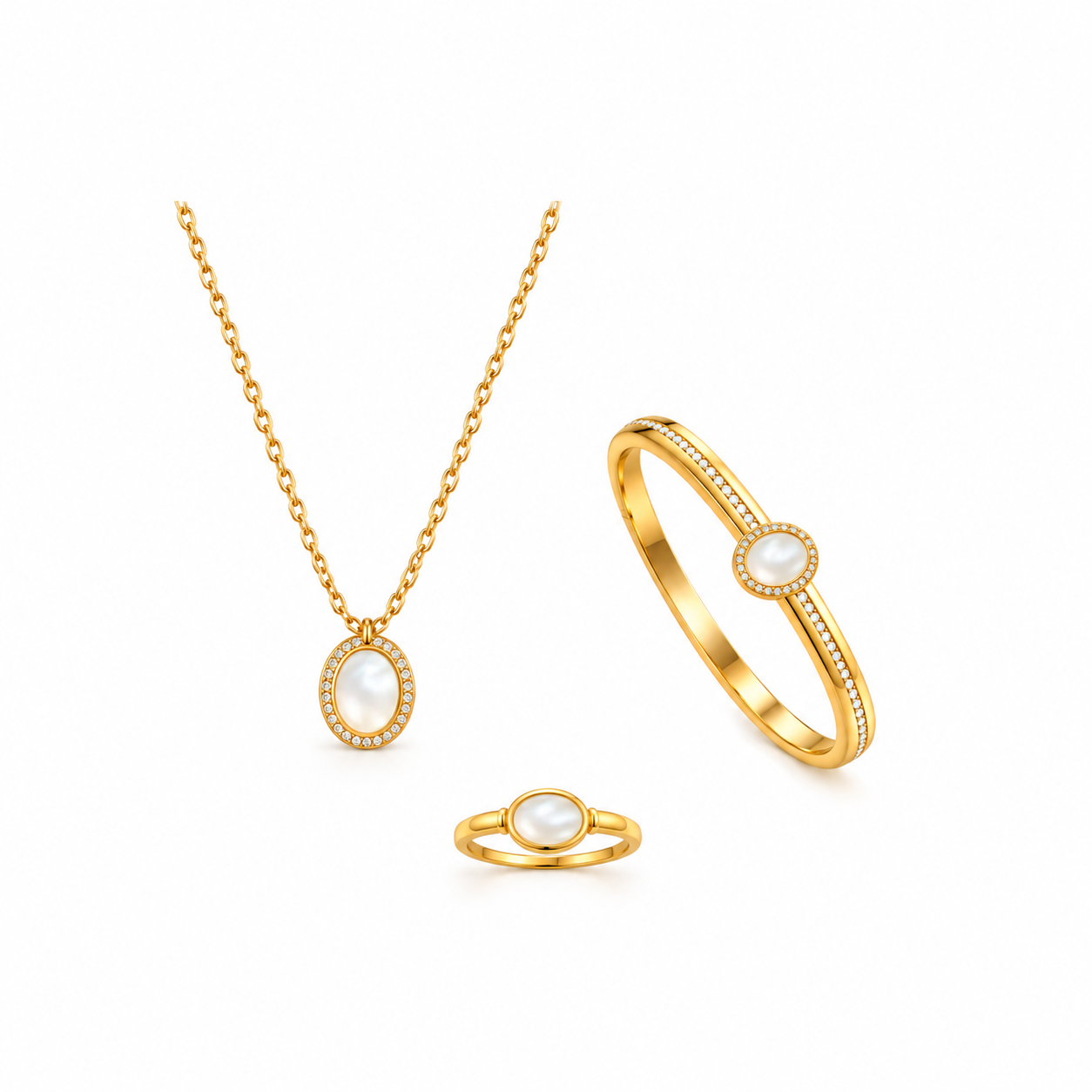 Elegant Gold MOP Jewelry Set