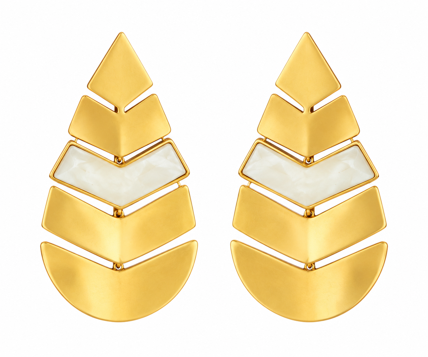 Cascading Gold Chevron Earring