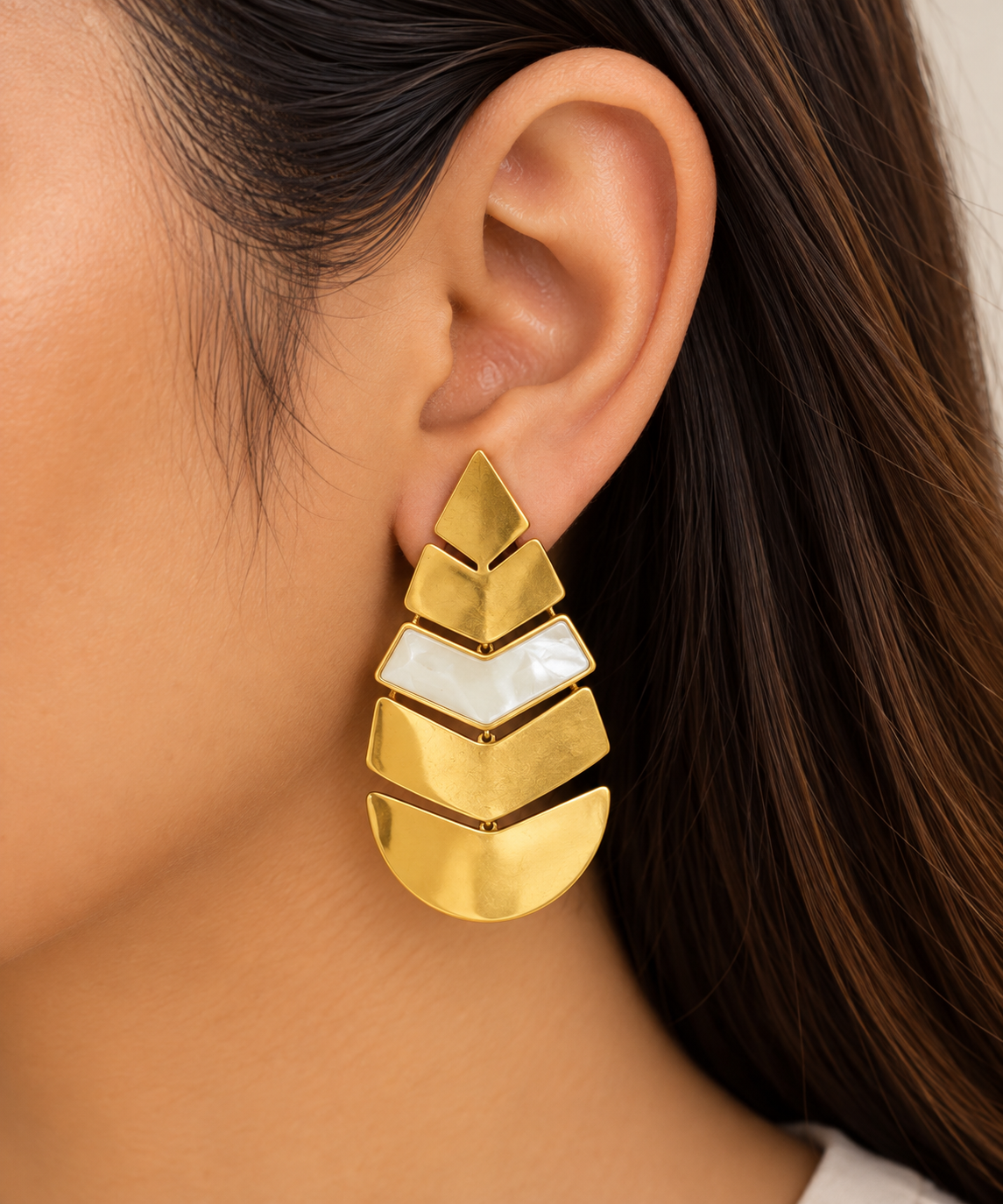 Cascading Gold Chevron Earring