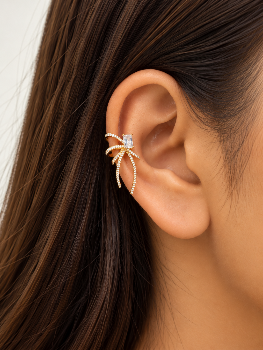 Crystal Bow Ear Cuff