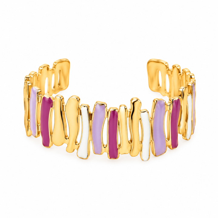 Wavy Gold Enamel Cuff Bracelet