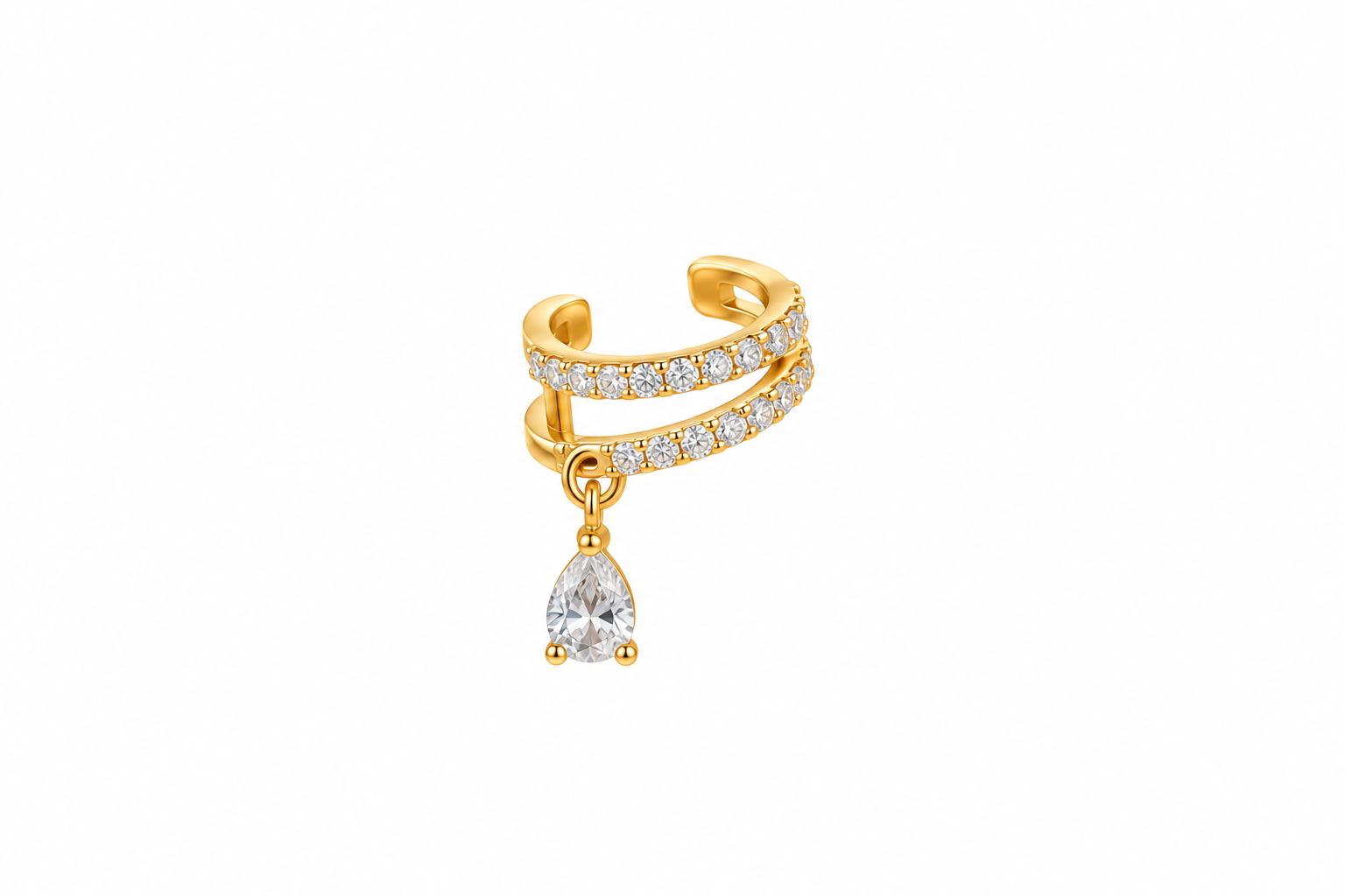 Double-layer with Sparkling Pear Drop Ear Cuff