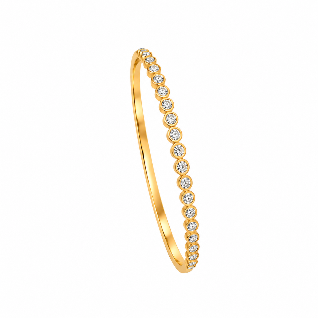 Gold Bezel-Set Bangle Bracelet