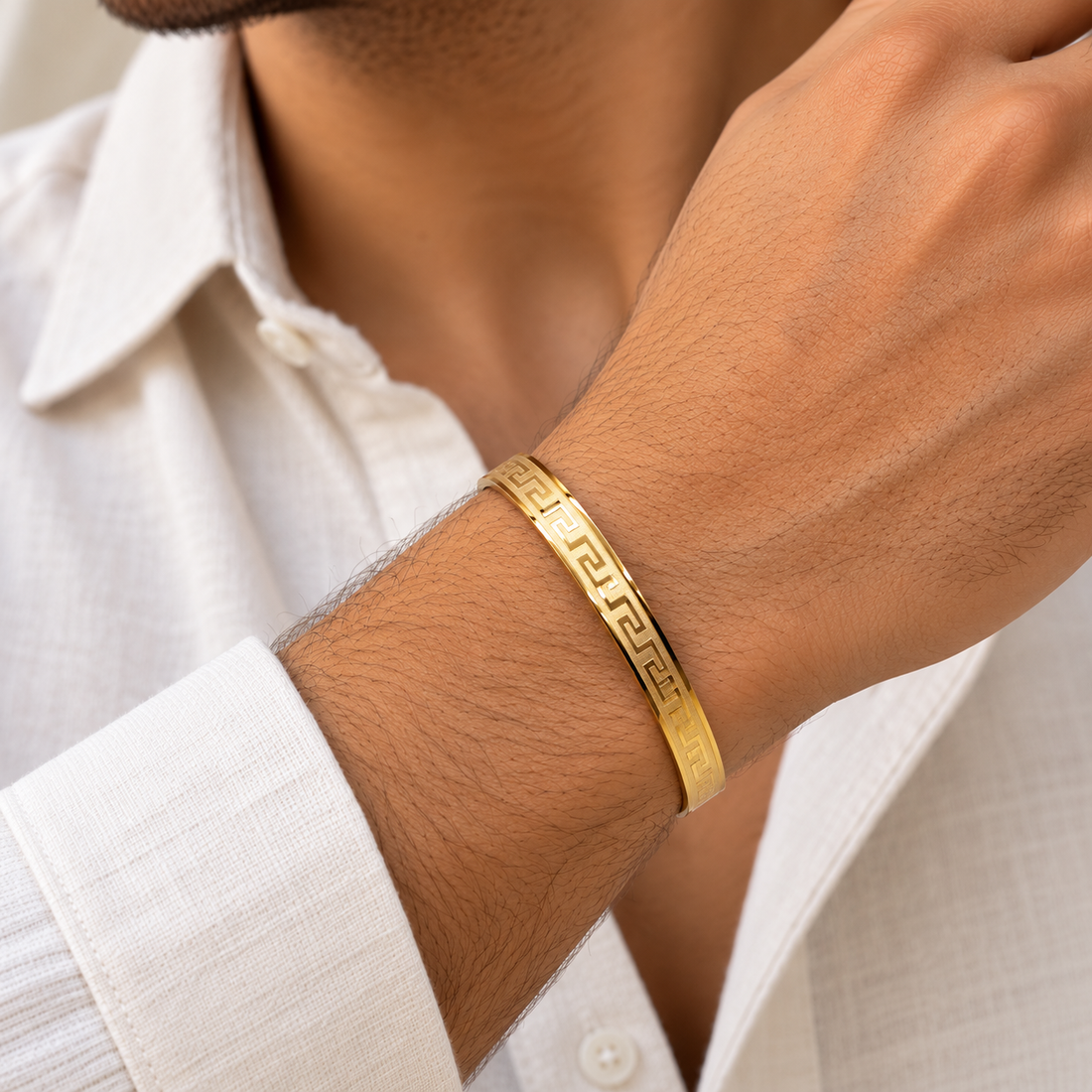 Greek Key Gold Men's Bracelet