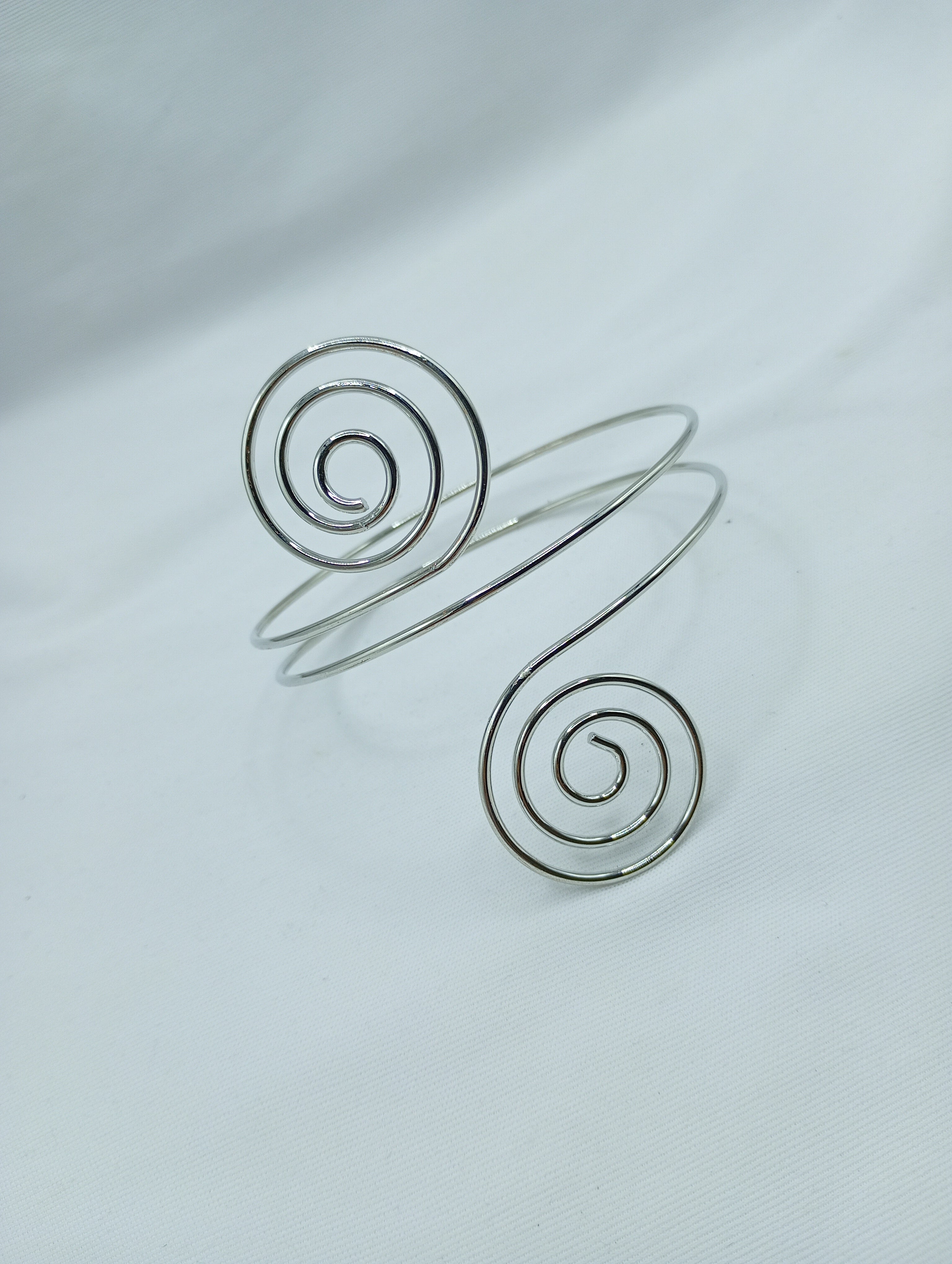 Double Spiral Silver Upper Arm Cuff