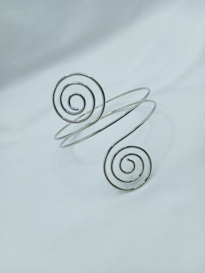 Double Spiral Silver Upper Arm Cuff