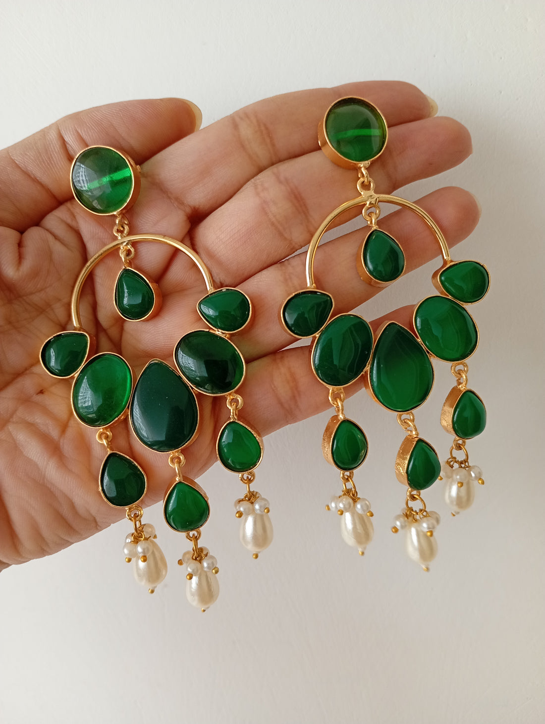 Emerald Green Stone Statement Earring