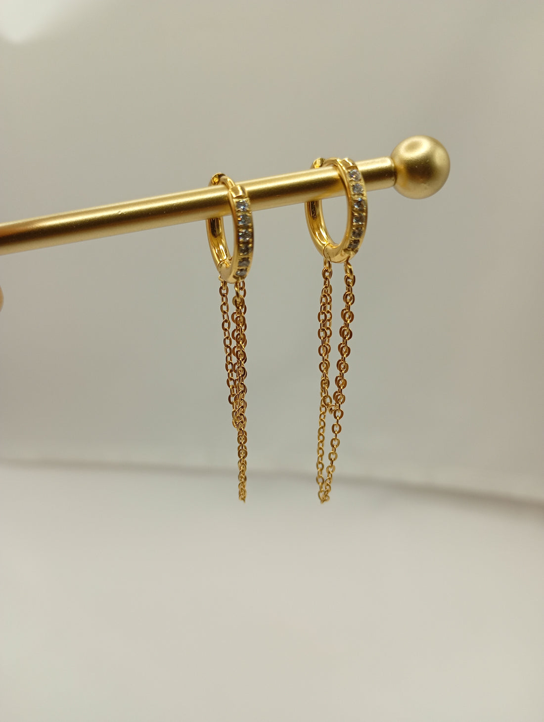 Gold Plated Dangle Chain Ring  Bali Earring