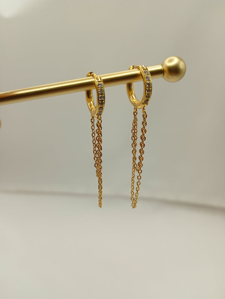 Gold Plated Dangle Chain Ring  Bali Earring