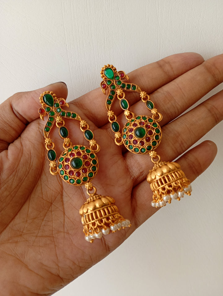 Peacock Motif Green Traditional Earring
