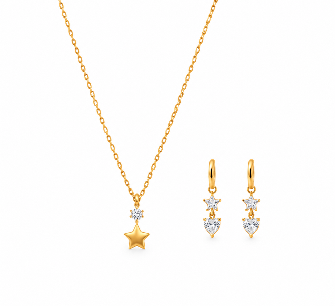 Starry Charm Necklace & Earrings Set