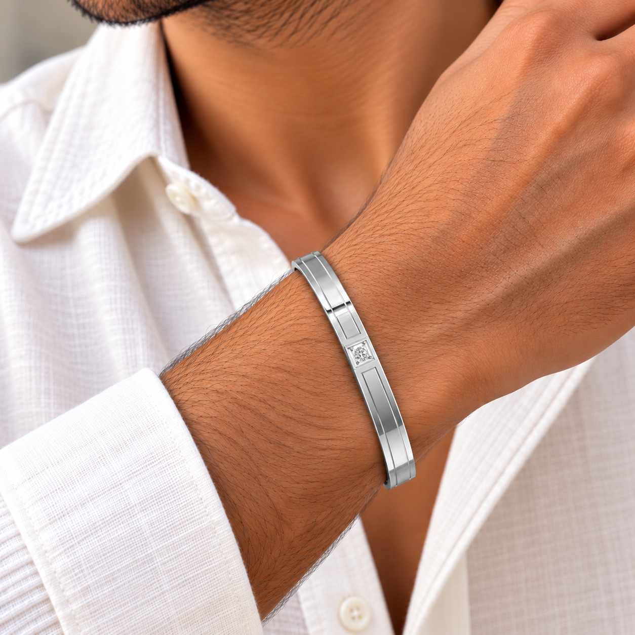 Geometric Silver Men's Bracelet