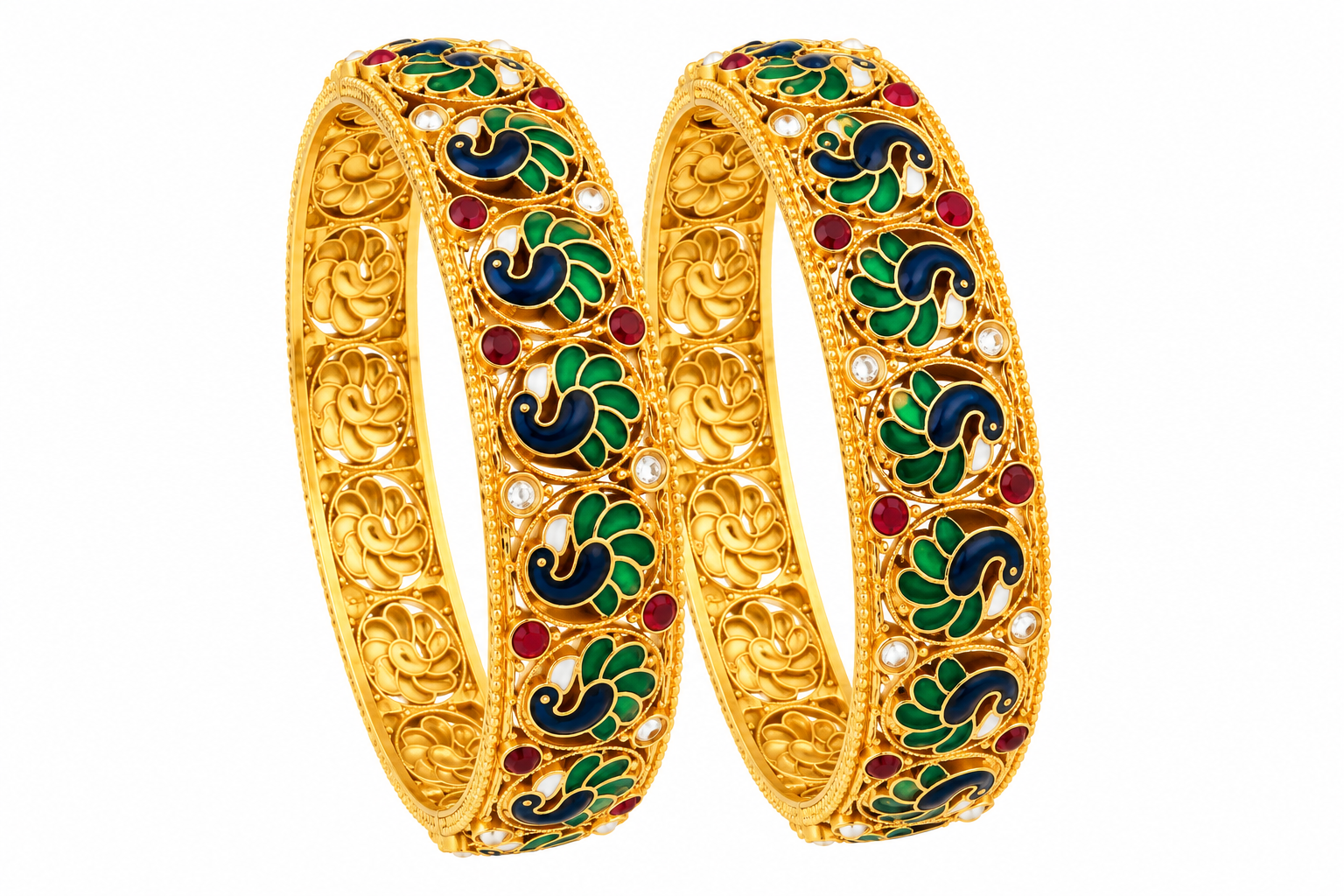Ornate Gold Peacock Bangles