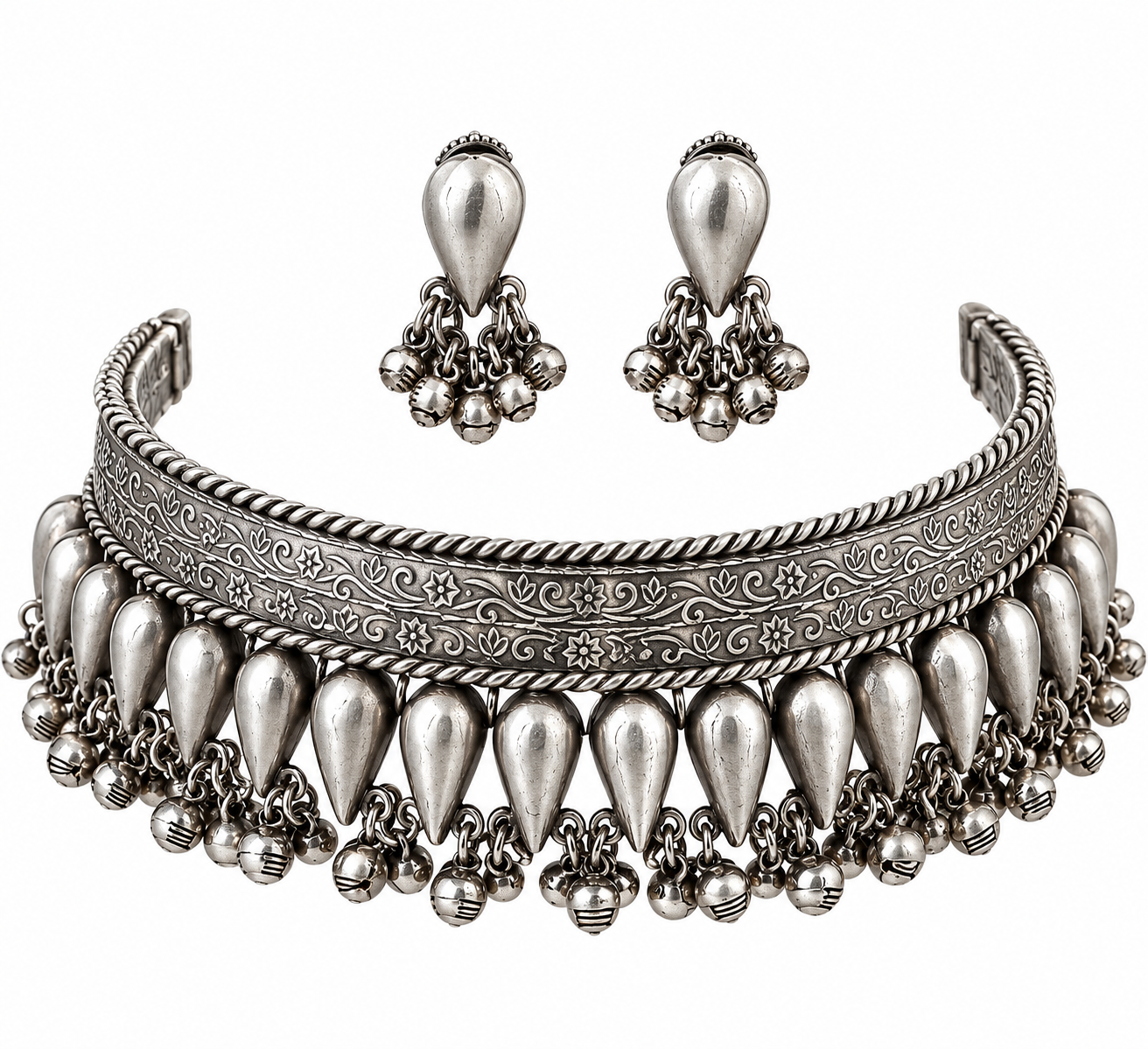 Oxidized Silver Tribal Jewelry Set