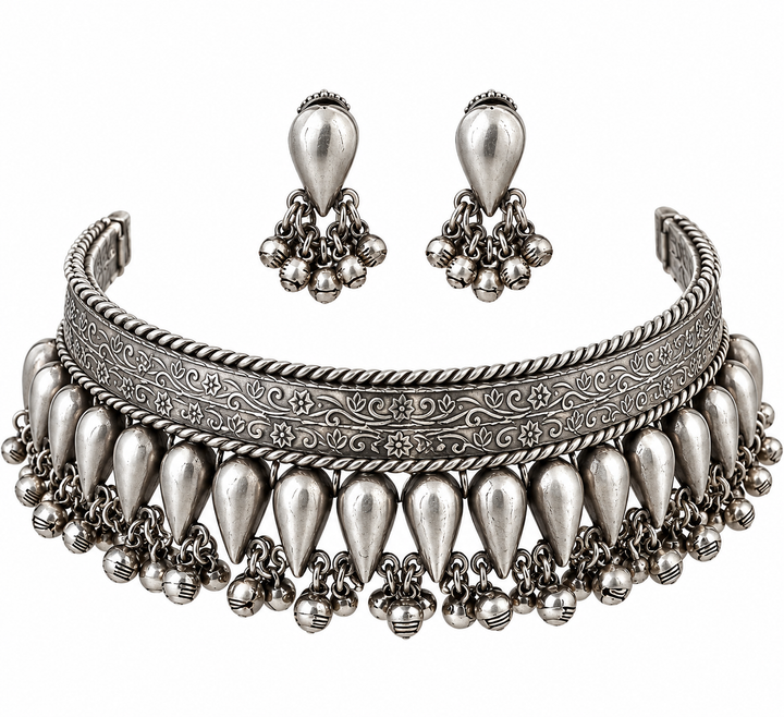 Oxidized Silver Tribal Jewelry Set