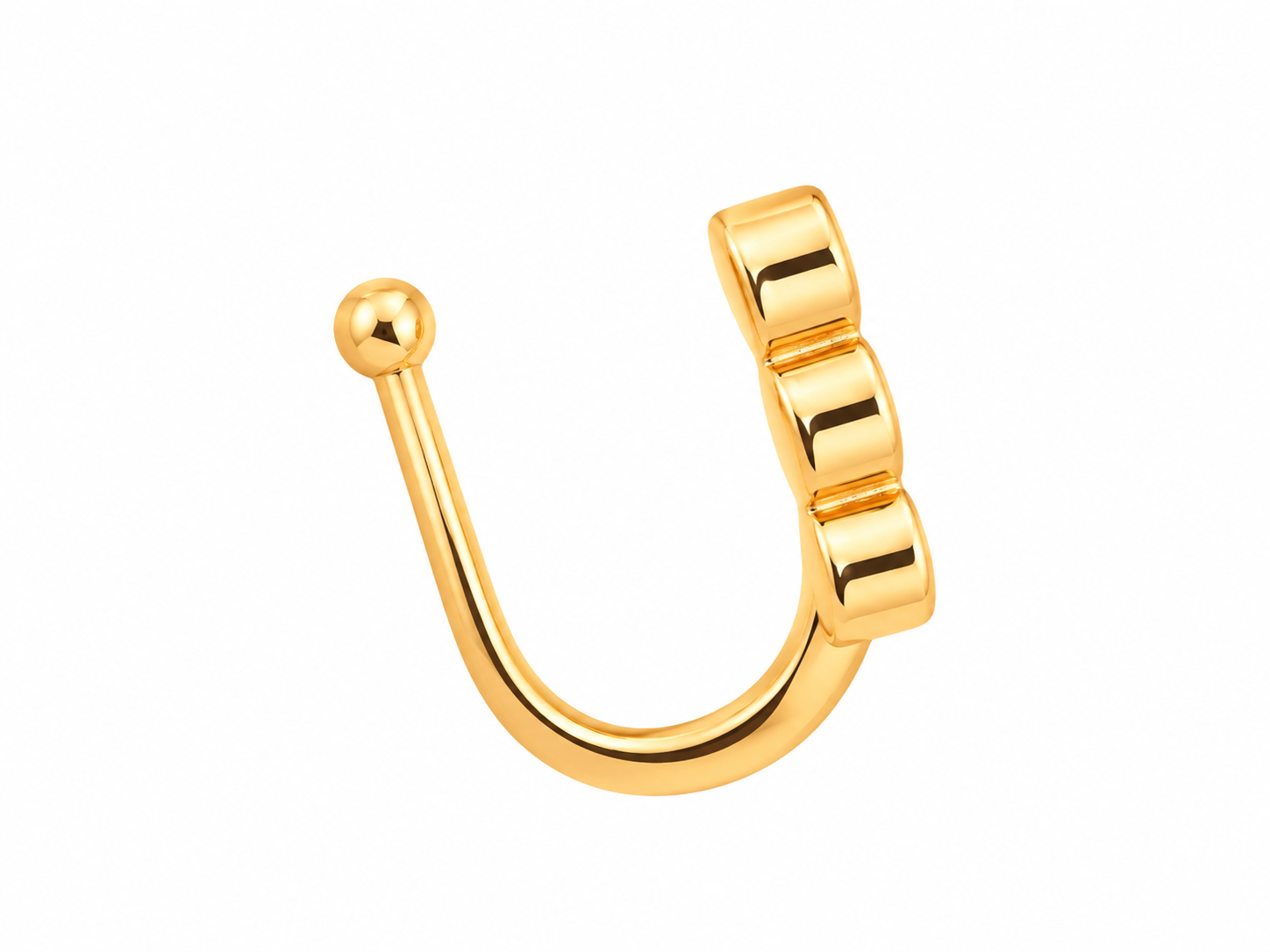 Gold Nose Ring with Three Sparkling Stones