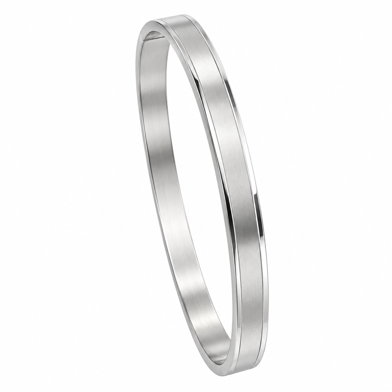 Polished Brushed Silver Men's Bracelet