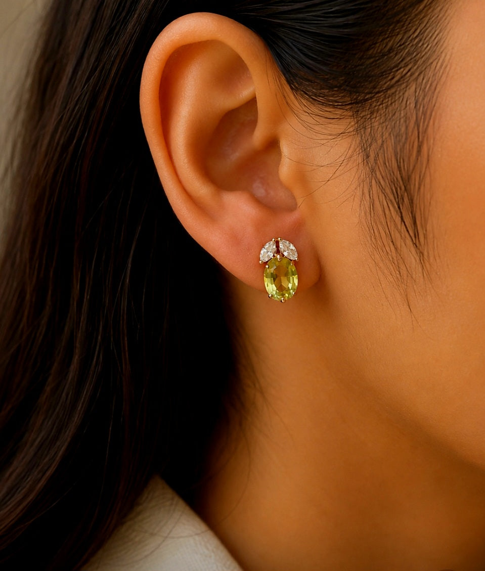 Elegant Lemon Yellow Stud Earring