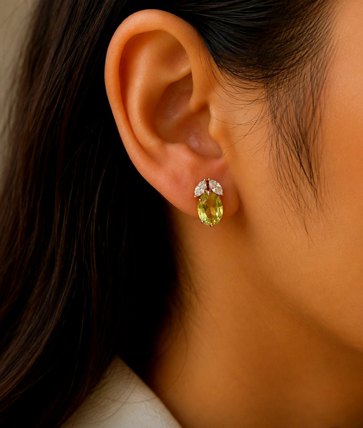 Elegant Lemon Yellow Stud Earring