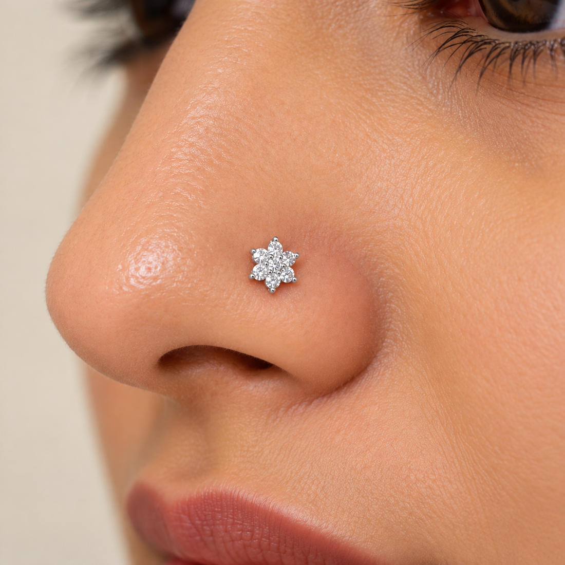 Sparkling Floral Nose Pin