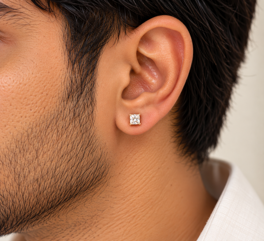 Square Diamond Men's Stud