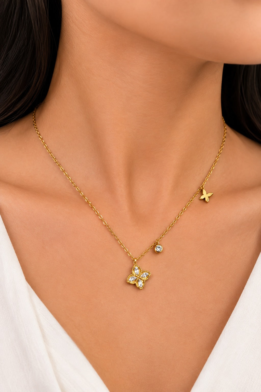 Golden Butterfly Elegance Layered Necklace