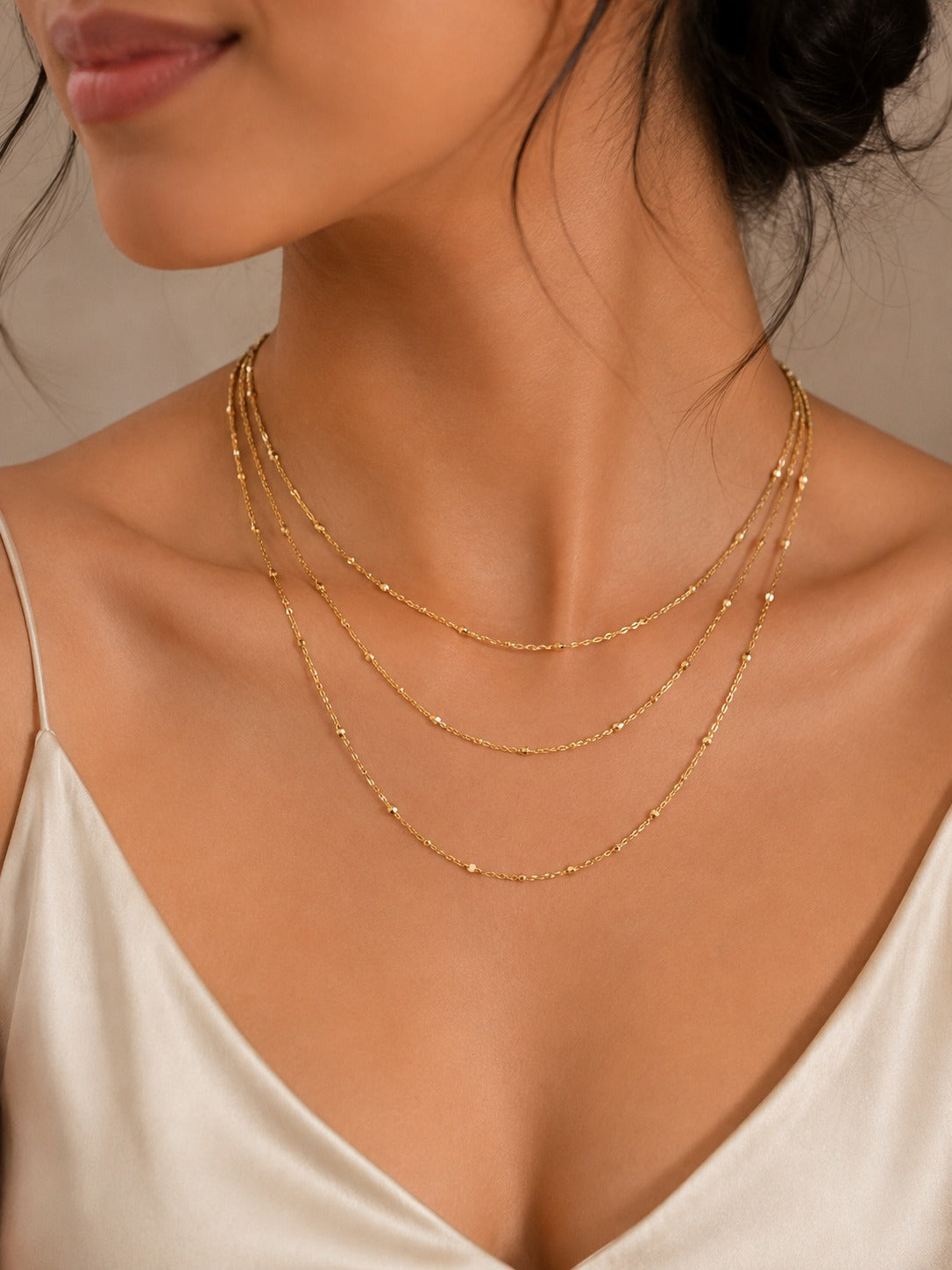Golden Triple Layer Chain Necklace