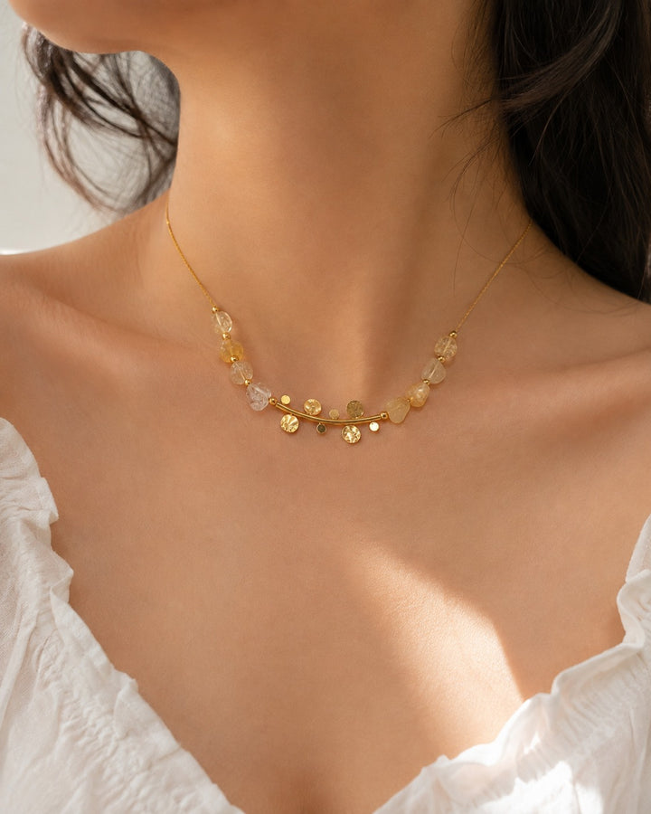 Golden Crystal Charm Necklace