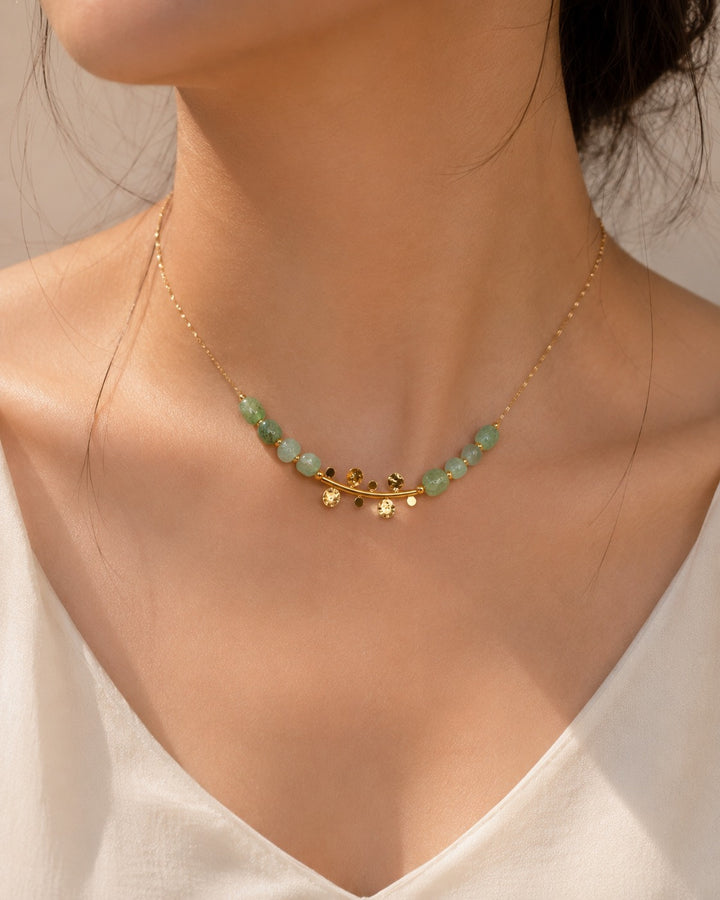 Green Gemstone Charm Necklace