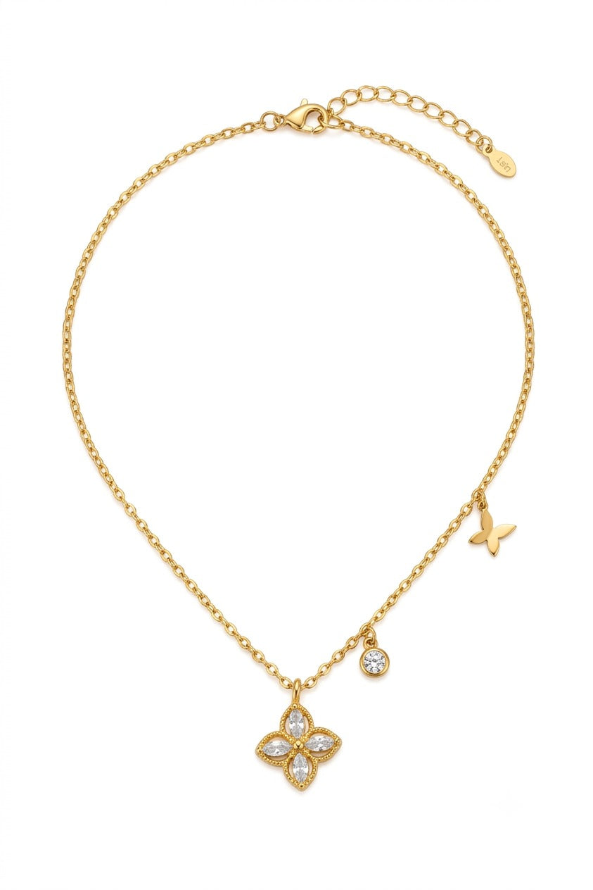 Golden Butterfly Elegance Layered Necklace