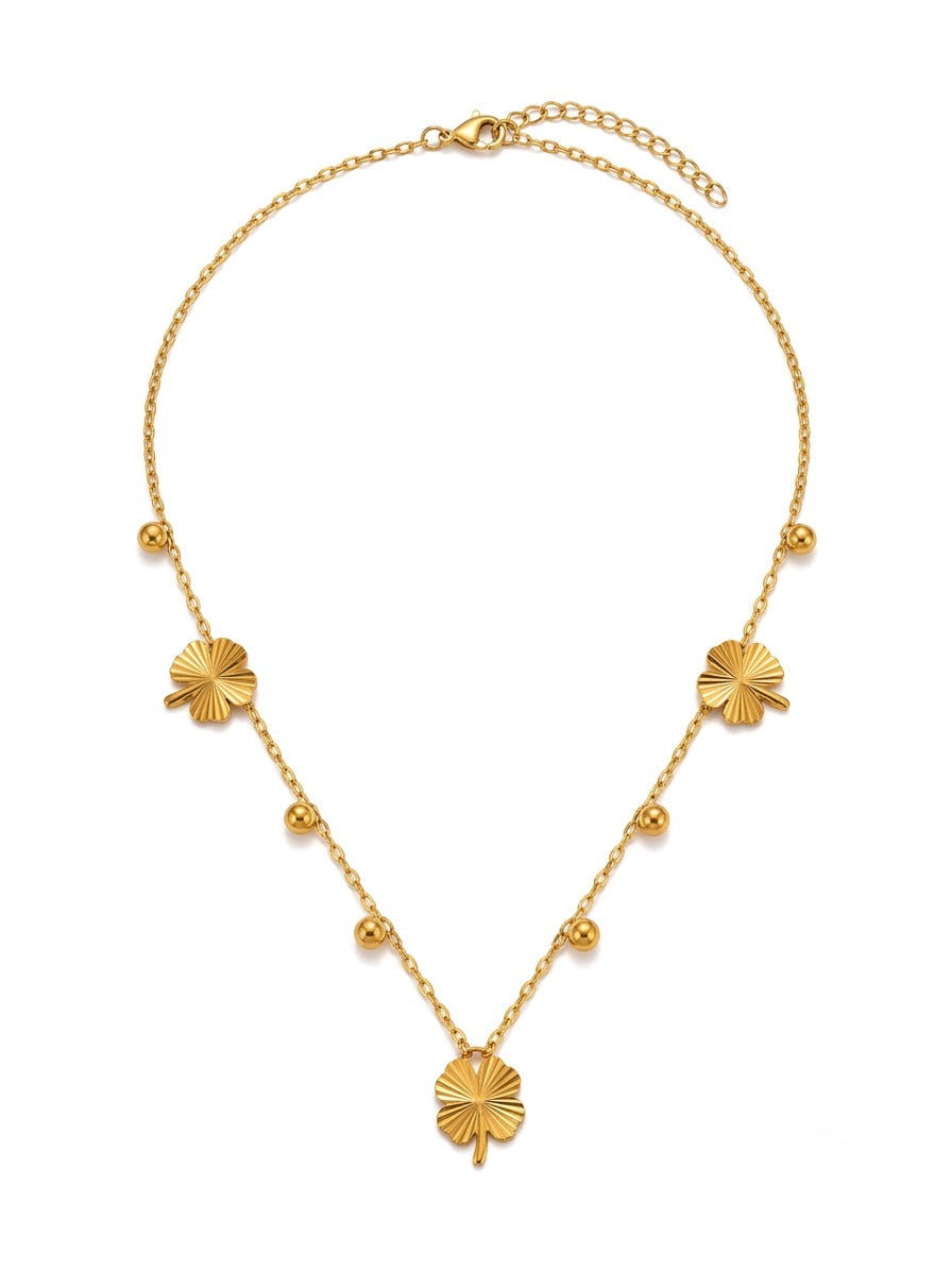 Golden Floral Charm Necklace