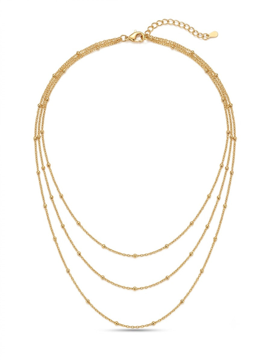 Golden Triple Layer Chain Necklace