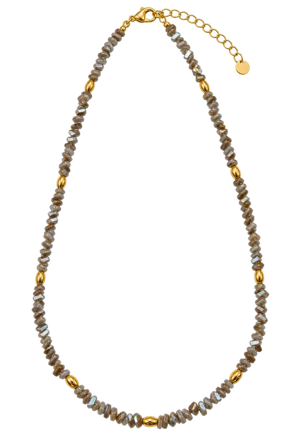 Grey Pearl & Gold Beaded Necklace